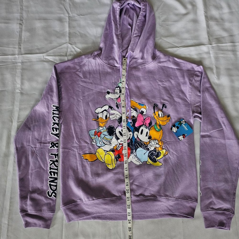 Disney Mickey And FRIENDS Purple Long Sleeve Pullover Hoodie Sweater Women's XS - Picture 7 of 9